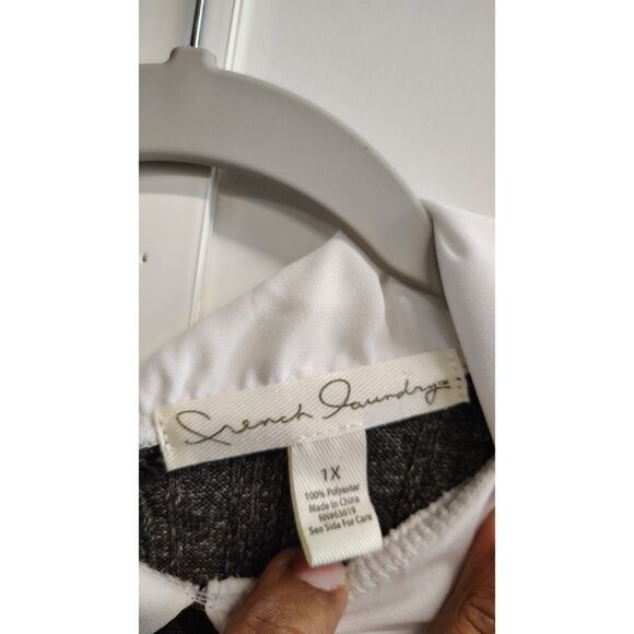 French Laundry 1X Women's Attached Vest Long Sleeve Collard Shirt - Picture 3 of 5